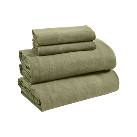 100% Cotton Flannel Sheets Set -  Solid Deep Pocket Bed Sheet Set