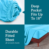 100% Cotton Flannel Sheets Set -  Solid Deep Pocket Bed Sheet Set