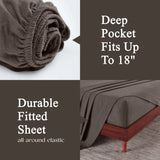 100% Cotton Flannel Sheets Set -  Solid Deep Pocket Bed Sheet Set