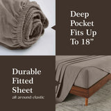 100% Cotton Flannel Sheets Set -  Solid Deep Pocket Bed Sheet Set