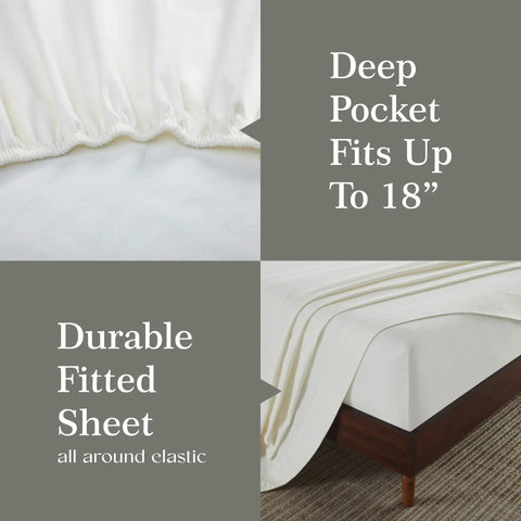 100% Cotton Flannel Sheets Set -  Solid Deep Pocket Bed Sheet Set