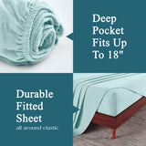 100% Cotton Flannel Sheets Set -  Solid Deep Pocket Bed Sheet Set