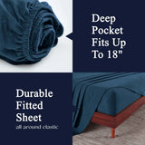 100% Cotton Flannel Sheets Set -  Solid Deep Pocket Bed Sheet Set