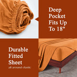 100% Cotton Flannel Sheets Set -  Solid Deep Pocket Bed Sheet Set