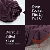 100% Cotton Flannel Sheets Set -  Solid Deep Pocket Bed Sheet Set