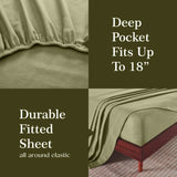 100% Cotton Flannel Sheets Set -  Solid Deep Pocket Bed Sheet Set