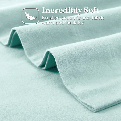100% Cotton Flannel Sheets Set -  Solid Deep Pocket Bed Sheet Set