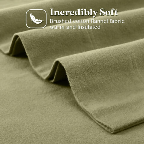 100% Cotton Flannel Sheets Set -  Solid Deep Pocket Bed Sheet Set