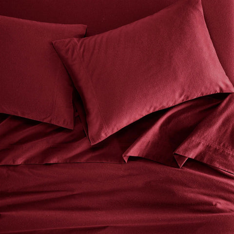100% Cotton Flannel Sheets Set -  Solid Deep Pocket Bed Sheet Set