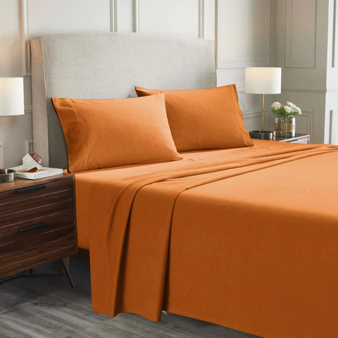 100% Cotton Flannel Sheets Set -  Solid Deep Pocket Bed Sheet Set