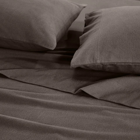 100% Cotton Flannel Sheets Set -  Solid Deep Pocket Bed Sheet Set