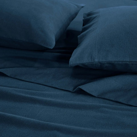 100% Cotton Flannel Sheets Set -  Solid Deep Pocket Bed Sheet Set