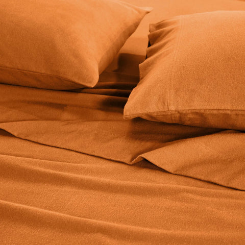 100% Cotton Flannel Sheets Set -  Solid Deep Pocket Bed Sheet Set
