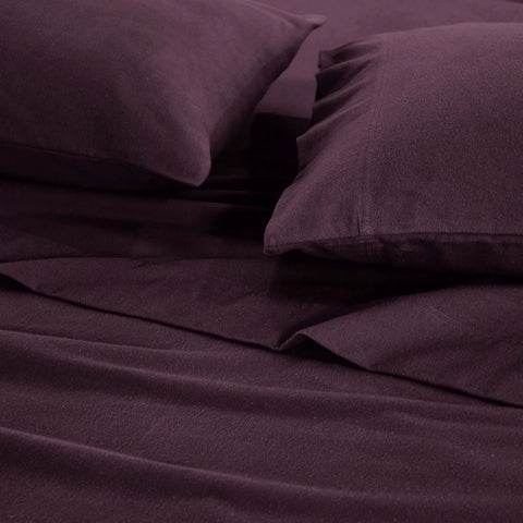 100% Cotton Flannel Sheets Set -  Solid Deep Pocket Bed Sheet Set