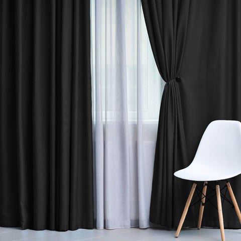 Blackout Window Curtains Solid Room Darkening Washable Set of 2