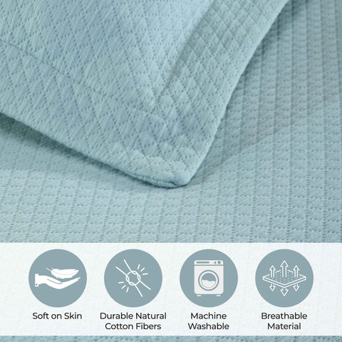 Lightweight Cotton Bedspread Sets 3-Piece Diamond Jacquard Matelassé