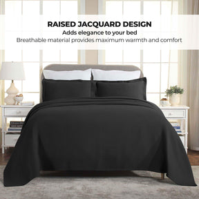 Solitaire Jacquard Matelassé Cotton Diamond Solitaire Bedspread Set