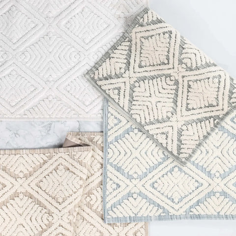 Ceton Diamond Trellis Textured Washable Bath Rugs, Set of 2