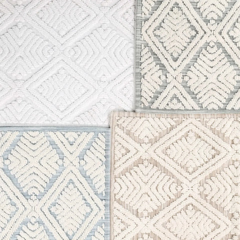 Ceton Diamond Trellis Textured Washable Bath Rugs, Set of 2