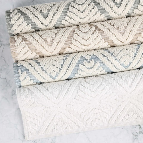 Ceton Diamond Trellis Textured Washable Bath Rugs, Set of 2