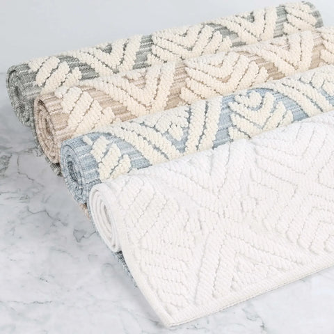 Ceton Diamond Trellis Textured Washable Bath Rugs, Set of 2