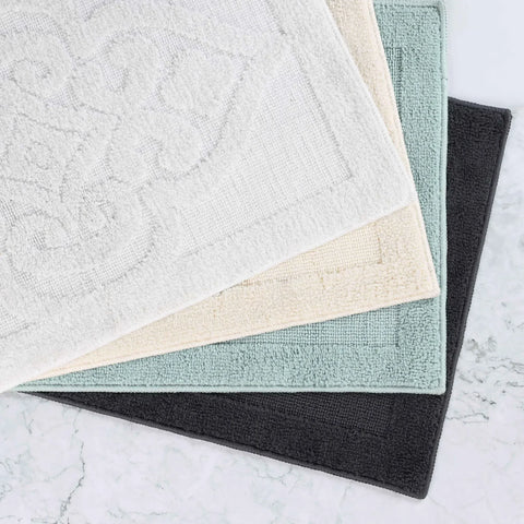 Myra Medallion Textured Machine Washable Bath Rugs, Set of 2
