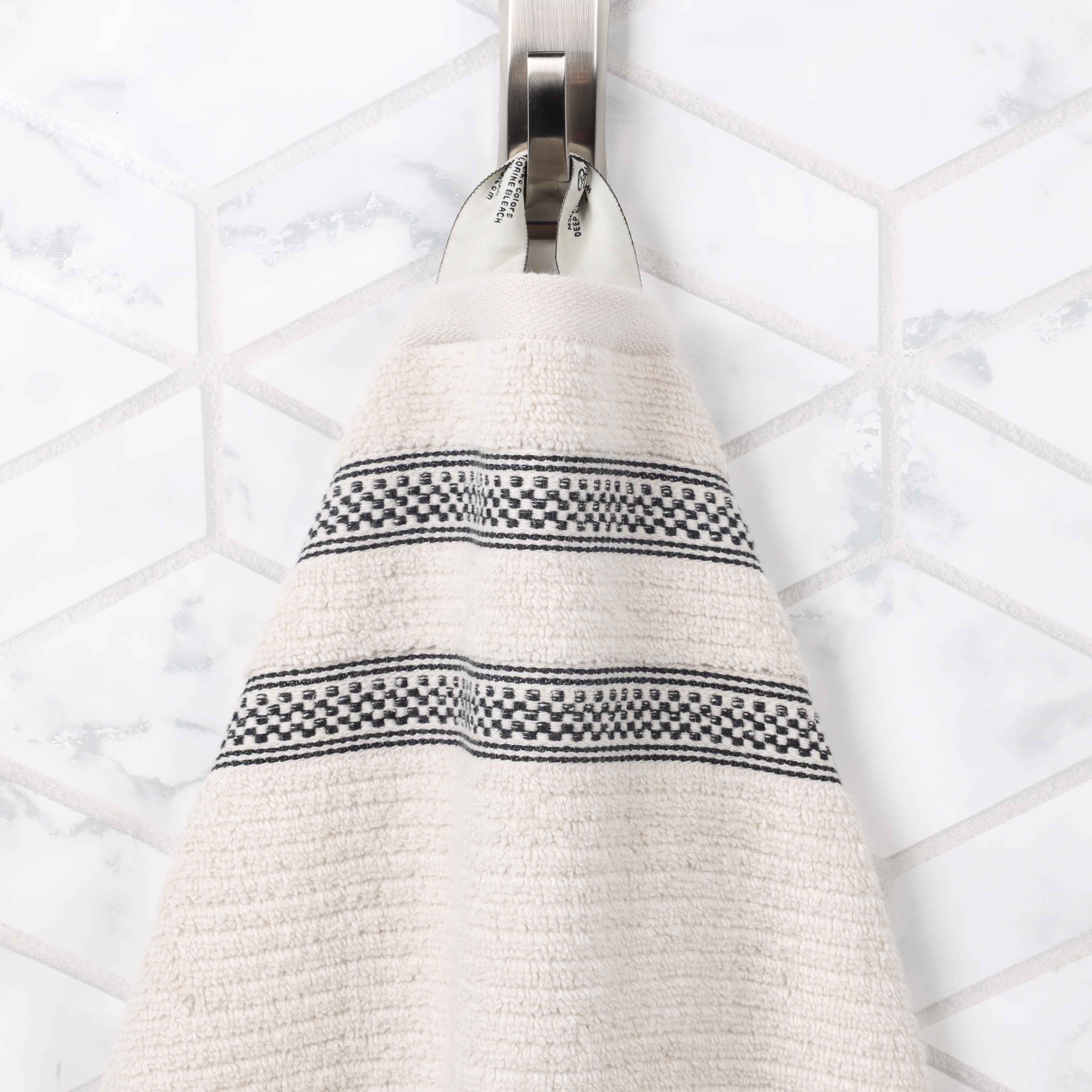 Brea Zero Twist Cotton Ribbed Geometric Border 12 Piece Towel Set