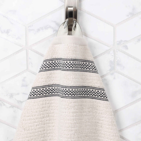 Brea Zero Twist Cotton Ribbed Geometric Border 12 Piece Towel Set