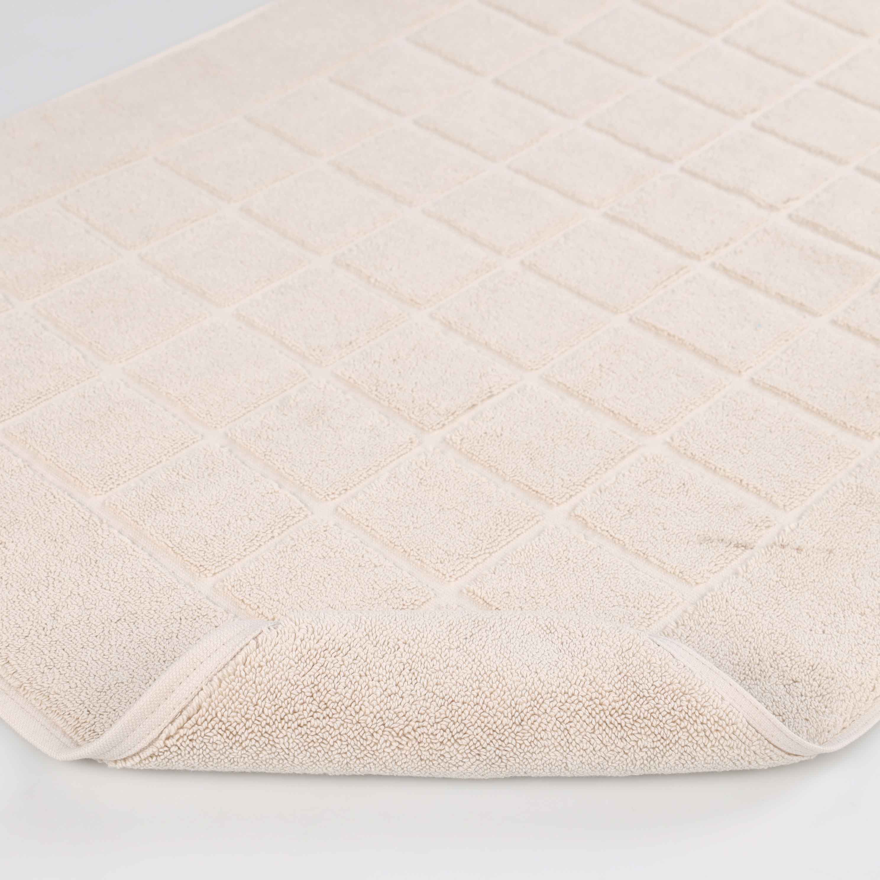 Nora Cotton Solid Absorbent Thick Checkered Washable Bath Mat Set of 2