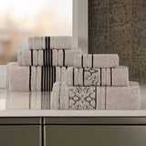 Sadie Zero Twist Cotton Solid and Jacquard Floral 6 Piece Towel Set