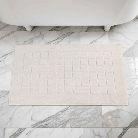 Nora Cotton Thick Solid Checkered Washable Bath Mat Set of 2
