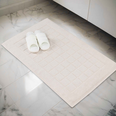 Nora Cotton Thick Solid Checkered Washable Bath Mat Set of 2