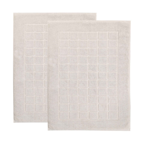 Nora Cotton Thick Solid Checkered Washable Bath Mat Set of 2