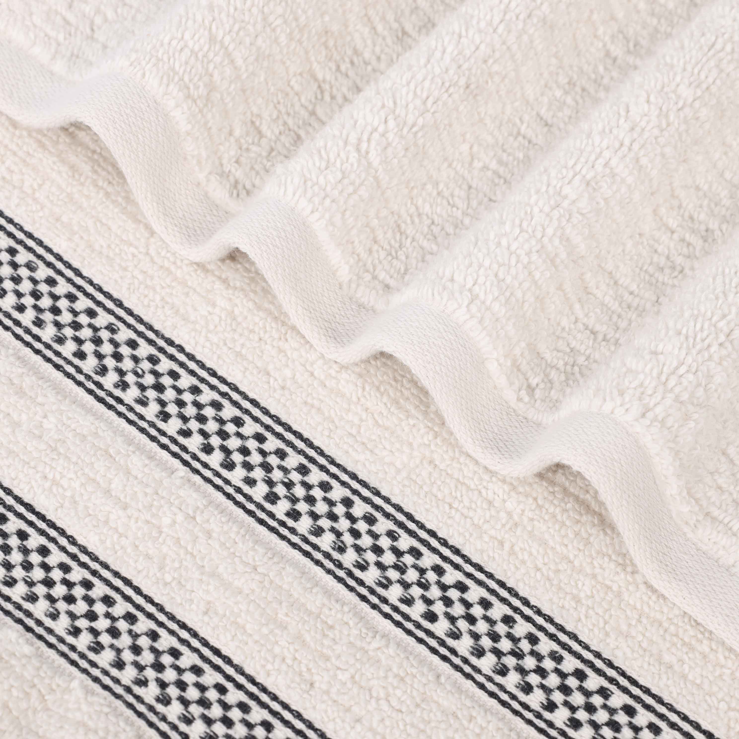 Brea Zero Twist Cotton Ribbed Geometric Border 12 Piece Towel Set