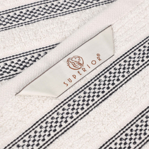 Brea Zero Twist Cotton Ribbed Geometric Border 12 Piece Towel Set