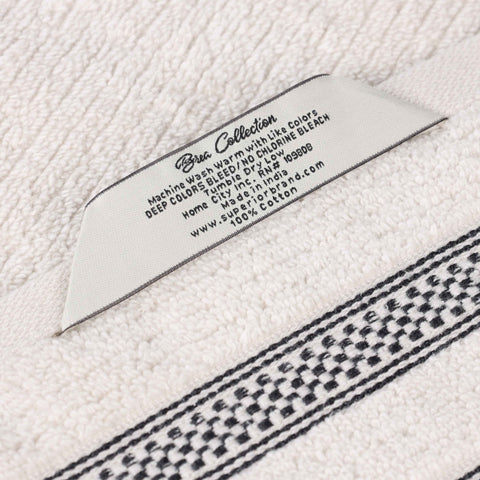 Brea Zero Twist Cotton Ribbed Geometric Border 12 Piece Towel Set