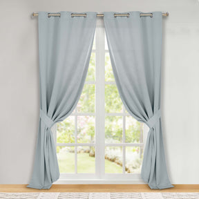 Classic Modern Solid Room Darkening Blackout Curtain Panels, Set of 2