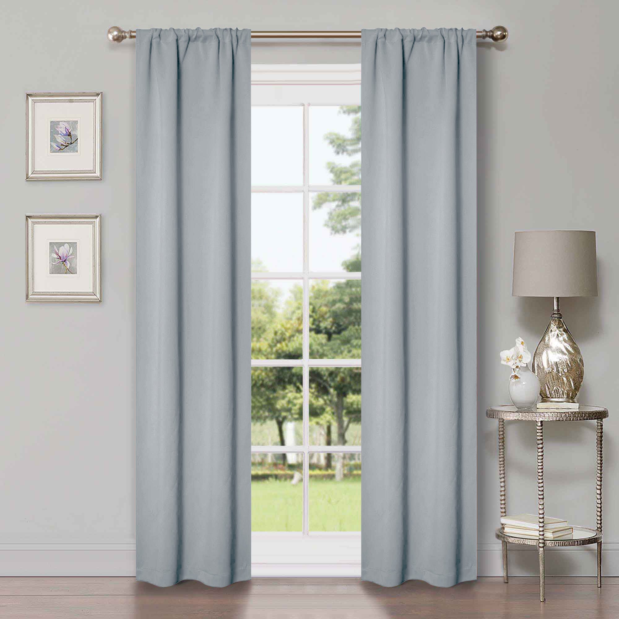 Solid Room Darkening Rod Pocket Blackout Curtain Panels, Set of 2