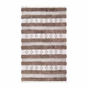 Farmhouse Wool Geometric Stripe Fringe Indoor Area or Runner Rug