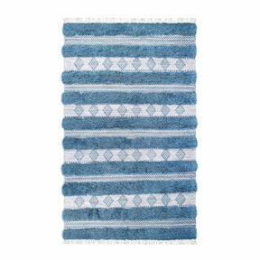 Farmhouse Wool Geometric Stripe Fringe Indoor Area or Runner Rug