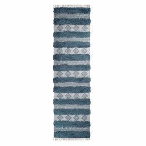 Farmhouse Wool Geometric Stripe Fringe Indoor Area or Runner Rug