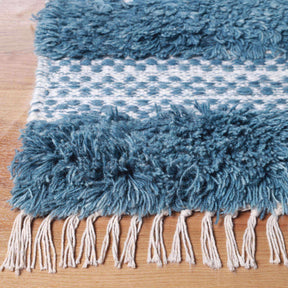Farmhouse Wool Geometric Stripe Fringe Indoor Area or Runner Rug