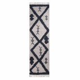Wakana Southwestern Wool Abstract Line Geometric Fringe Area Rug