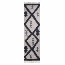 Wakana Southwestern Wool Abstract Line Geometric Fringe Area Rug