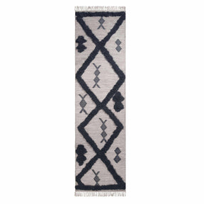 Wakana Southwestern Wool Abstract Line Geometric Fringe Area Rug
