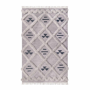 Southwestern Wool Lattice Pattern Fringe Indoor Area or Runner Rug
