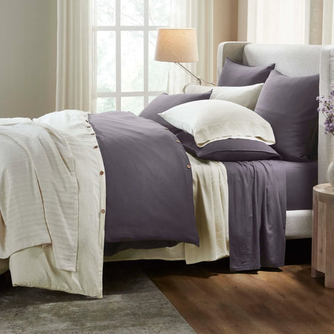 Chloe 100% Cotton Linen Texture Vintage Wash Deep Pocket Bed Sheet Set