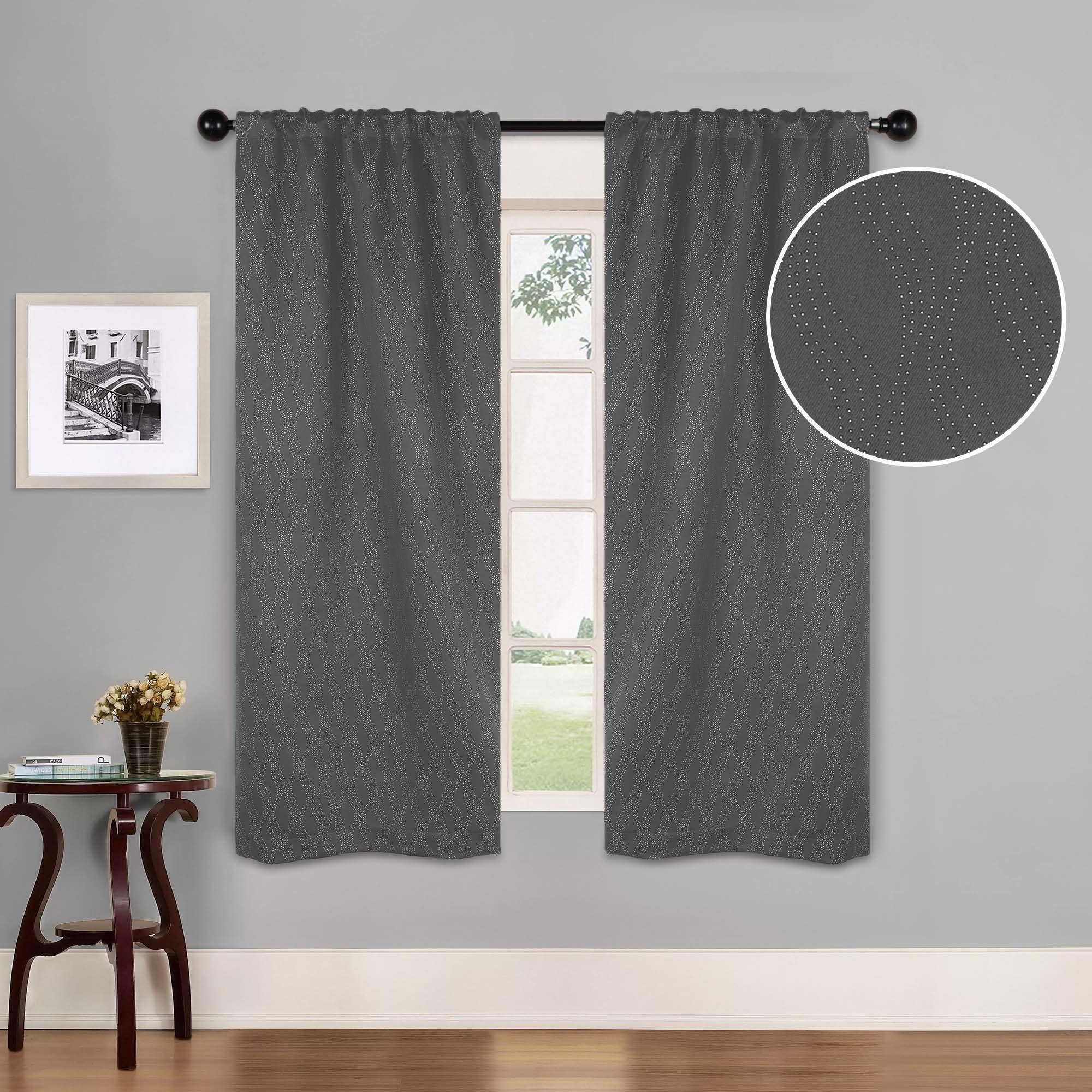 Zuri Textured Waves Room Darkening Blackout Curtains, Set of 2