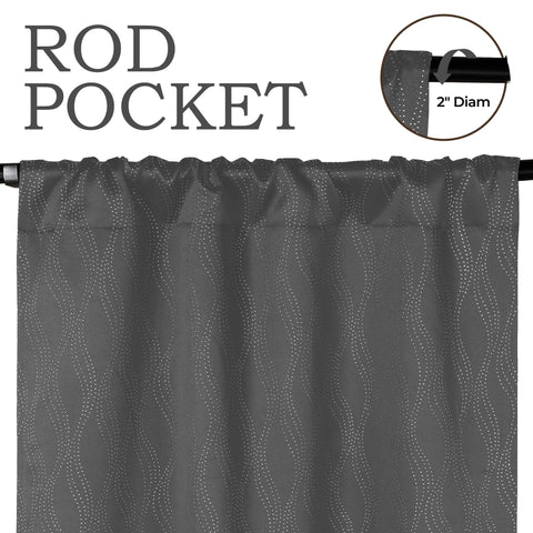 Blackout Window Curtains Zuri Textured Waves Room Darkening Set of 2