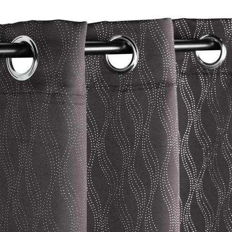 Blackout Window Curtains Zuri Textured Waves Room Darkening Set of 2